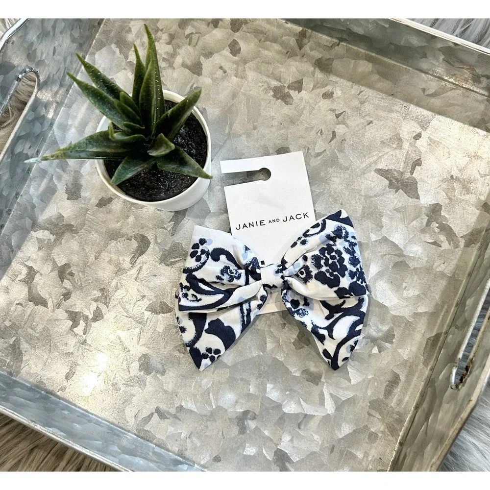 Janie and Jack Youth Girls One Size Floral Print Barrette Hair Clip in Blue‎